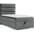 Best for Home Boxspringbett mit Bettkasten Trinity K4-SINGLE 100x200 Bonellfederkern inkl. Topper - Graphit - Grau