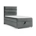 Best For Home Boxbett, Graphit, Textil, Höhe ca. 18 cm, Rechteckig, 100x200 cm, Schlafzimmer, Betten, Boxspringbetten