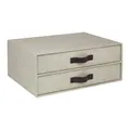 BIGSO BIRGER Schubladenbox – Aufbewahrungsbox mit 2 Schubladen – Schreibtisch Ablage für Dokumente & Bürobedarf – Ablagesystem aus recycelter Faserplatte und Papier – beige