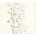 PROFHOME 372661-GU Blumen Tapete Floral Matt Grün Rosa Grau 0,53 m x 10,05 m 5,33 m2 Grün