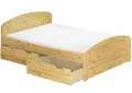 ERST-HOLZ Massivholzbett Doppelbett Funktionsbett 140 cm x 200 cm Kiefer Massiv, Kiefer farblos lackiert