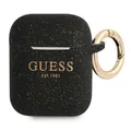 Guess Silikon-Glitzerhülle für AirPods 1/2, Schwarz