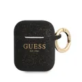 Guess Hülle für AirPods 1/2 Silikon Cover Schwarz Glitter Schutzcase Stylisch