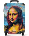 NoBoringSuitcases.com© Hartschalen-Trolley Bunte Mona Lisa im Graffiti-Stil 55x35x20cm, 4 Rollen, Reisetasche mit Rollen, Koffer Handgepäck Flugzeug