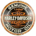 Nostalgic-Art Retro Blechschild, Ø 35 cm, Harley-Davidson – Genuine Motor Oil – Geschenk-Idee für Biker, Original Lizenzprodukt (OLP), aus Metall, Vintage Design, Blechschilder Sprüche