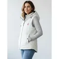 Dry Fashion Steppweste Rügen Damen Weste gesteppt Kapuze - Outdoor Damenweste Windabweisend Kapuze verstellbare & abnehmbar, 2-Wege-Reißverschluss, Seitentaschen weiß 38