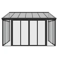 Juskys Wintergarten 12 m² - mit kristallklaren Wänden, Doppel-Schiebetüren & UV-Schutz - wasserdicht & winterfeste Überdachung aus Aluminium - Grau
