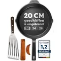 Tecor Grillpfanne Induktion - Gusseisenpfanne geschliffen - Antihaft Gusspfanne, Gusseisen (natürlich - Langlebige Pfanne) Ø 20 cm