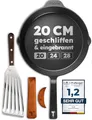 TECOR Gusseisenpfanne induktion 20 cm geschliffen, universell, natürlich - Langlebige Pfanne Gusseisen 20 cm - Antihaft Gusspfanne Induktion einfach, top Qualität - Cast iron pan induction