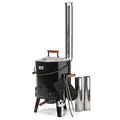 Skandika Gulaschkanone | 14 Liter Gulaschkessel, Thermometer im Deckel, Zubehör Grillzange, Suppenkelle, Ofenhandschuh, mit Grillrost, Griffe aus Holz, variables Kaminrohr | Outdoor, Camping, Garten