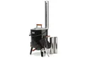 Skandika Topf-Set Gulaschkanone, 14 Liter Gulaschkessel, Thermometer im Deckel, Zubehör Grillzange, Suppenkelle, Ofenhandschuh, Grillrost, Holzgriffe
