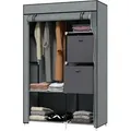Homcom Kleiderschrank Stoffschrank Mit Schubladen, Kleiderstange Und Reißverschluss, Stoffkleiderschrank Faltschrank Für Schlafzimmer, Ankleidezimmer, 102 X 42,5 X 162,5 Cm, Dunkelgrau