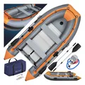 KESSER Schlauchboot 3,20 m für 4 Personen - WAVE Motor geeignet Freizeitboot Paddelboot Motorboot Angelboot - mit 2 Sitzbänken - Alu-Boden Paddel Pumpe Reparaturset & Tasche aufblasbar PVC