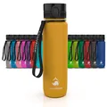 coolrhino Trinkflasche 350ml für Kinder, Sport, Schule, Fitness & Outdoor - Wasserflasche auslaufsicher und Bpa frei - Flasche für Kohlensäure geeignet (Rhino Sun yellow, 350ml)