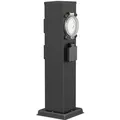 ledscom.de Garten Steckdosensäule POLLY für außen, IP44, Timer/Zeitschaltuhr, 3-fach, Edelstahl, schwarz, eckig, 40 cm
