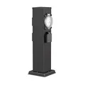 ledscom.de Garten Steckdosensäule Polly für außen, IP44, Timer/Zeitschaltuhr, 3-Fach, Edelstahl, schwarz, eckig, 40 cm