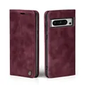 LBH Handyhülle für Google Pixel 8 Pro in Weinrot mit Karten- und Geldfach Smartphone Hülle mit Standfunktion Flip Case Schutzhülle Magnetverschluss Vintage