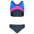 Aquarti Mädchen Sport Bikini Racerback Bustier & Bikinislip, Farbe: Graphit/Blau/Rosa, Größe: 146