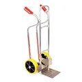 RLW Profi Aluminium Sackkarre Stapelkarre Alu200 200 kg - Schaufel 280 x 280 mm - Made in EU - kein Asien-Import !! (Räder nach Ihrer Wahl) (PU-Rad gelb/PVC-Speichenfelge schwarz/Gleitlager)