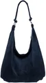 Caspar Große Damen Vintage Veloursleder Tasche Samtweiche Schultertasche aus Leder - CLASSIC LINE - Modell No.617 - Made in Italy, Farbe:dunkelblau