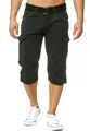 Indicode Herren Nicolas Check 3/4 Cargo-Shorts inkl. Gürtel | Herrenshorts aus Baumwolle Black, 3XL
