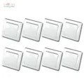 DELPHI 8 er Set Wechsel Schalter weiß 250V~ 10A + Rahmen Unterputz Klemmanschluß
