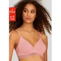 petite fleur Bralette-BH (Packung, 2 Stück) ohne Bügel mit Spitzenband, aus weicher Baumwolle, Basic Dessous rosa 70