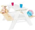 Pinolino Kindersitzgarnitur Nicki für 4 aus Holz weiß 2 Bänke mit 1 Tisch NEU