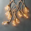 BUTLERS LED-Lichterkette Naturseil 10 Lichter L 4,6m Batteriebetrieben mit USB- und Timer-Funktion, warmweißes Licht -Bulb Lights- LED Beleuchtung in Glühbirnen-Optik