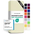 Jacobson Spannbettlaken TOPPER aus 100% Baumwolle, Jersey Bettlaken 160 g/m2, Spannbetttuch mit Gummizug, OEKO-TEX®, pflegeleicht, viele Farben beige 140 - 160 cm x 200 cm