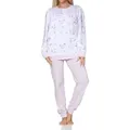 Normann Pyjama Damen fraulicher Langarm Schlafanzug mit Bündchen im klassischen Look lila 52/54