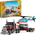 LEGO Creator 3in1 Tieflader mit Hubschrauber, Fahrzeuge-Set mit Helikopter- und