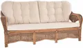 Krines Home Loungesofa Rattan Sofa Palm Rattanmöbel Wohnzimmersofa mit Polster (Dreisitzer), Wintergarten Lounge