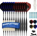 DartPro Dartpfeile mit Kunststoffspitze – 12 Dartpfeile für elektronische Dartscheibe [18g] – Softdarts Set inkl. 6 Alu Dart Schaft + 21 Dart Flights