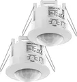 deleyCON 2x Infrarot Bewegungsmelder Unterputz Deckenmontage Innenbereich Lichtsteuerung 360° Arbeitsfeld 6m Reichweite eingebauter Lichtsensor
