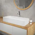 LuxeBath Waschbecken Aufsatzwaschbecken Eckig, 68x38x12 cm, Weiß glänzend, aus Keramik