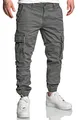 REPUBLIX Herren Jogger Cargo Chino Jeans Hose R7020 Dunkelgrau W33