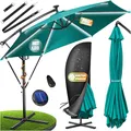 KESSER® Sonnenschirm Solar Ø 300 cm/Ø 350 cm mit LED Beleuchtung, Ampelschirm mit Kurbel, Garten, Sonnenschutz, Gestell & Ständer aus Alu, UV-Schutz, wasserdicht + Windfest, 360° Funktion + Hülle