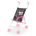 Bayer Design 30560AA Kinderwagen Puppe, faltbar, integrierter Sicherheitsgurt, Doppelräder, M, Schwarz, Weiß, Rosa