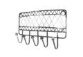 Macosa Home Dekohaken Hakenleiste vintage Grau 5 Haken Shabby Metall Dekohaken Metallhaken, (Metallhakenleiste Küchenhaken), Schlüssel-Haken Wandhaken Kleiderhaken Wand-Dekoration