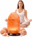 HAF Rosa Salzlampe aus echtem Kristallsalz | 7-9 kg Salzkristalllampe in Naturform | Salzsteinlampe auf Holzsockel aus der Salt Range Punjab