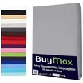 Buymax Spannbettlaken Wasserbett Spannbettlaken für Boxspringbetten Matratzen bis 35 cm Höhe, Jersey, Gummizug: Rundumgummi, (1 Stück), Spannbetttuch 97% Baumwolle, 3% Elasthan, atmungsaktiv, 40 cm Steghöhe silberfarben 180-200 cm x 200-220 cm