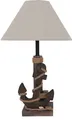 Tischlampe ANKER braun D35cm aus Holz mit Muscheln und Juteband Tau maritim E27