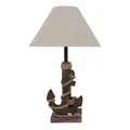Grafelstein Tischlampe ANKER braun D35cm aus Holz mit Muscheln und Juteband Tau maritim E27