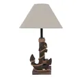 Grafelstein Tischleuchte Tischlampe ANKER braun D35cm aus Holz mit Muscheln und Juteband Tau ma