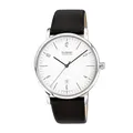 Dugena Herren-Armbanduhr Dessau, Quarz, Edelstahlgehäuse, Hart-Acrylglas, Bauhaus-Design, 3 bar, Farbe:Lederband schwarz