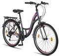Licorne Bike Stella Premium City Bike in 24,26 und 28 Zoll - Fahrrad für Mädchen, Jungen, Herren und Damen - 21 Gang-Schaltung - Hollandfahrrad Citybike (Anthrazit, 26.00)