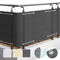 Sol Royal SolVision Balkon Sichtschutz HB2 HDPE blickdichte Balkonumspannung 90x500 cm – Schutz für Balkon Geländer Sichtschutz Anthrazit – Abdeckung mit Ösen und Kordel
