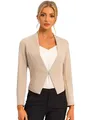 Allegra K Damen Arbeit Büro Anzug Kragenlos Casual Cropped Blazer Jacke, CAMEL, M