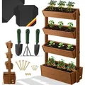 Kesser - Hochbeet Mit Etagen Premium Blumenkasten Blumentreppe Pflanztreppe - Gemüsebeet Kräuterbeet Pflanzkübel Frühbeet Blumenbeet Pflanzkasten Braun / 4 Etagen